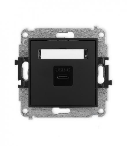ICON Gniazdo pojedyncze 1xUSB C-C czarny mat Karlik 12IGUSB-7