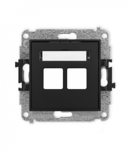 ICON Gniazdo antenowe multimedialne podwójnego bez modułu (standard Keystone) czarny mat Karlik 12IGM-2P
