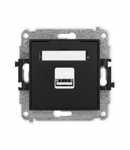 ICON Ładowarka pojedyncza 1xUSB, 5V, 2A czarny mat Karlik 12ICUSB-3