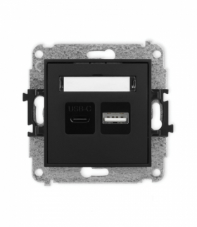 ICON Ładowarka podwójna USB C + USB A, 20W max. czarny mat Karlik 12ICUSB-8