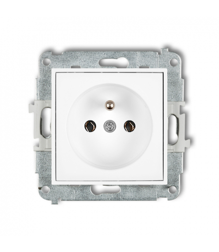 ICON Gniazdo pojedyncze z uziemieniem 2P+Z (bez przesłon torów prądowych) biały mat Karlik 25IGP-1z