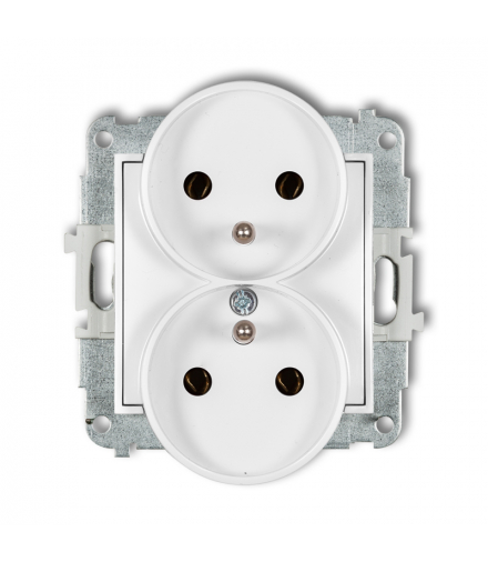 ICON Gniazdo podwójne do ramki z uziemieniem 2x(2P+Z) (bez przesłon torów prądowych) biały mat Karlik 25IGPR-2z