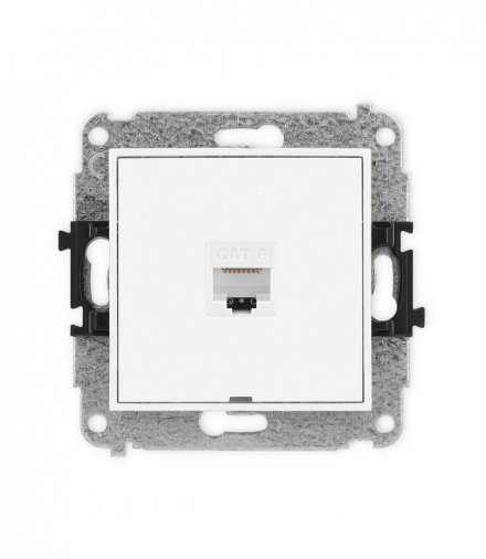 ICON Gniazdo komputerowe 1xRJ45, kat. 6, 8-stykowy, bez pola opisowego biały mat Karlik 25IGKBO-3