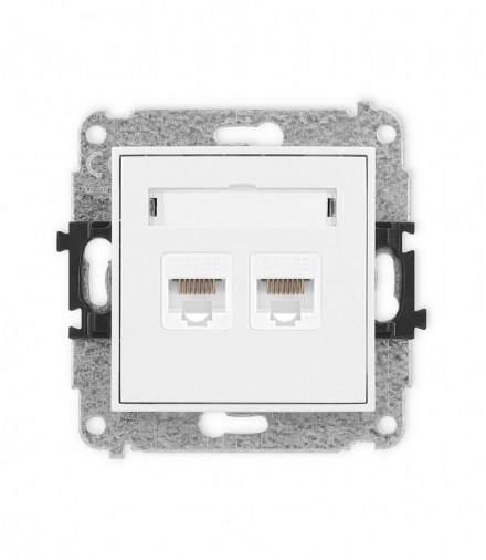 ICON Gniazdo komputerowe 2xRJ45, kat. 5e, 8-stykowy biały mat Karlik 25IGK-2