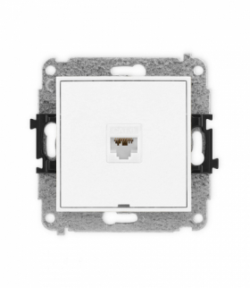 ICON Gniazdo komputerowe 1xRJ45, kat. 6A, 8-stykowy, bez pola opisowego biały mat Karlik 25IGKBO-7