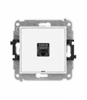 ICON Gniazdo komputerowe 1xRJ45, kat. 8, ekranowane, 8-stykowy, bez pola opisowego biały mat Karlik 25IGKBO-11