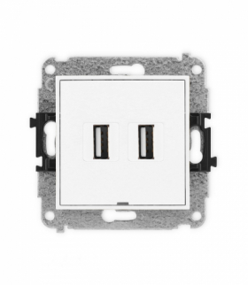 ICON Gniazdo podwójne 2xUSB A-A 2.0, bez pola opisowego biały mat Karlik 25IGUSBBO-2