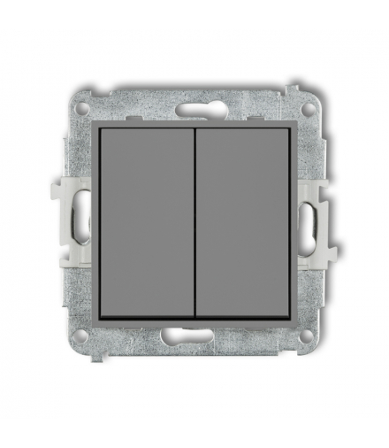ICON Łącznik zwierny podwójny (dwa klawisze bez piktogramów, wspólne zasilanie) Szary mat Karlik 27IWP-44.1