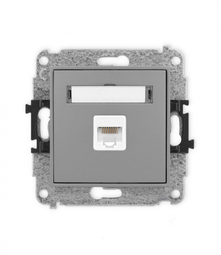 ICON Gniazdo komputerowe 1xRJ45, kat. 5e, 8-stykowy Szary mat Karlik 27IGK-1