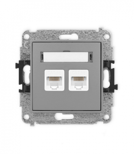 ICON Gniazdo komputerowe 2xRJ45, kat. 5e, 8-stykowy Szary mat Karlik 27IGK-2