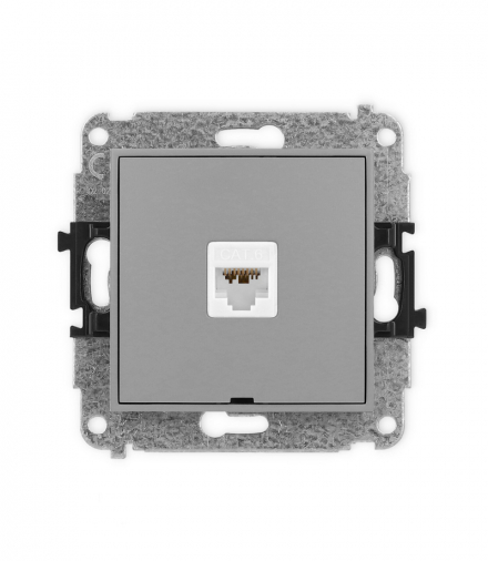 ICON Gniazdo komputerowe 1xRJ45, kat. 6A, 8-stykowy, bez pola opisowego Szary mat Karlik 27IGKBO-7