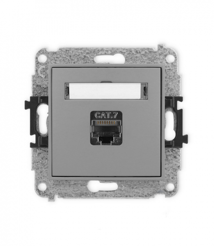 ICON Gniazdo komputerowe 1xRJ45, kat. 7, ekranowane, 8-stykowy Szary mat Karlik 27IGK-9