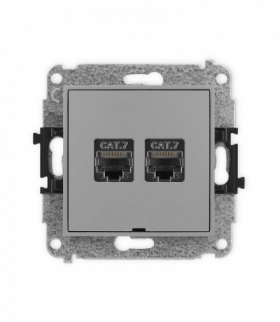 ICON Gniazdo komputerowe 2xRJ45, kat. 7, ekranowane, 8-stykowy, bez pola opisowego Szary mat Karlik 27IGKBO-10