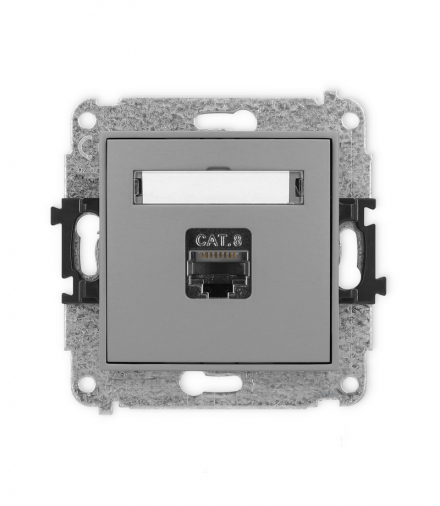 ICON Gniazdo komputerowe 1xRJ45, kat. 8, ekranowane, 8-stykowy Szary mat Karlik 27IGK-11