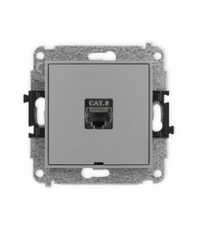 ICON Gniazdo komputerowe 1xRJ45, kat. 8, ekranowane, 8-stykowy, bez pola opisowego Szary mat Karlik 27IGKBO-11