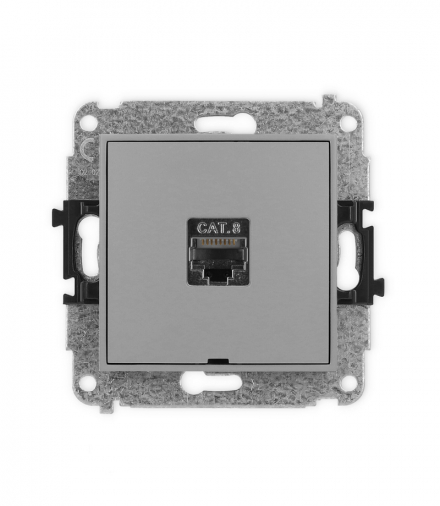 ICON Gniazdo komputerowe 1xRJ45, kat. 8, ekranowane, 8-stykowy, bez pola opisowego Szary mat Karlik 27IGKBO-11