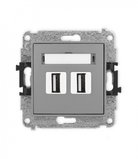 ICON Gniazdo podwójne 2xUSB A-A 2.0 Szary mat Karlik 27IGUSB-2