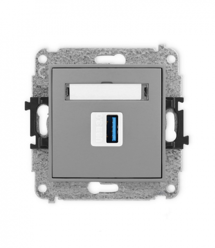 ICON Gniazdo pojedyncze 1xUSB A-A 3.0 Szary mat Karlik 27IGUSB-5