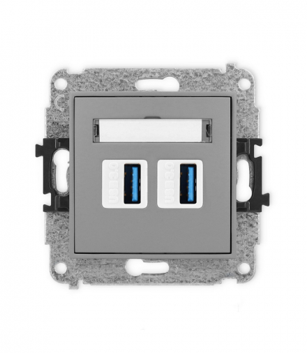 ICON Gniazdo podwójne 2xUSB A-A 3.0 Szary mat Karlik 27IGUSB-6