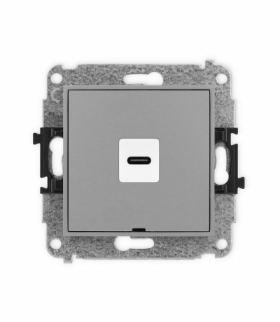 ICON Gniazdo pojedyncze 1xUSB C-C, bez pola opisowego Szary mat Karlik 27IGUSBBO-7
