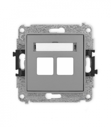 ICON Gniazdo antenowe multimedialne podwójnego bez modułu (standard Keystone) Szary mat Karlik 27IGM-2P