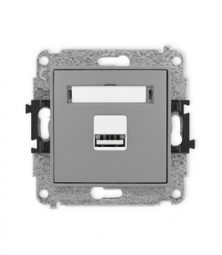 ICON Ładowarka pojedyncza 1xUSB, 5V, 1A Szary mat Karlik 27ICUSB-1