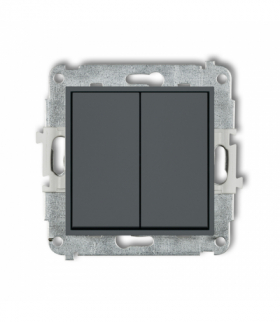 ICON Łącznik zwierny podwójny (dwa klawisze bez piktogramów, wspólne zasilanie) grafitowy mat Karlik 28IWP-44.1