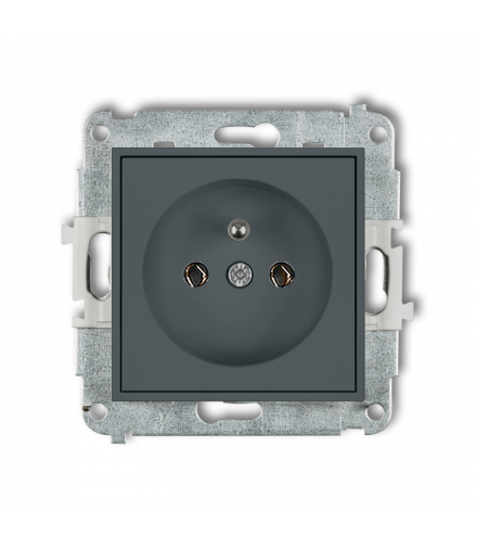 ICON Gniazdo pojedyncze z uziemieniem 2P+Z (bez przesłon torów prądowych) grafitowy mat Karlik 28IGP-1z