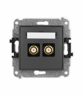 ICON Gniazdo antenowe podwójne typu F (SAT) pozłacany grafitowy mat Karlik 28IGF-2.1