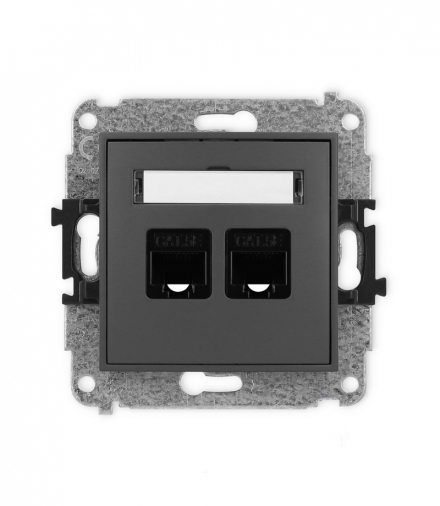 ICON Gniazdo komputerowe 2xRJ45, kat. 5e, 8-stykowy grafitowy mat Karlik 28IGK-2