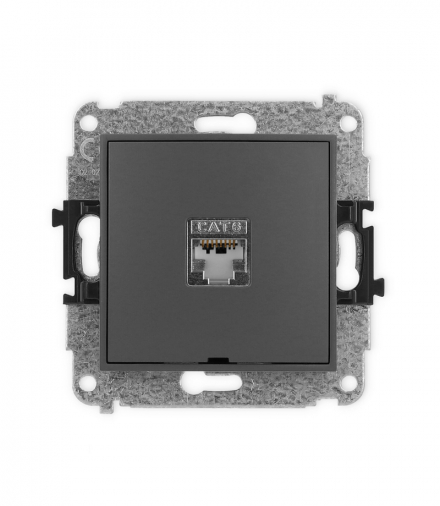 ICON Gniazdo komputerowe 1xRJ45, kat. 6, ekranowane, 8-stykowy, bez pola opisowego grafitowy mat Karlik 28IGKBO-5