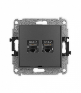ICON Gniazdo komputerowe 2xRJ45, kat. 7, ekranowane, 8-stykowy, bez pola opisowego grafitowy mat Karlik 28IGKBO-10