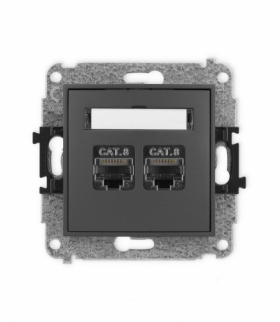 ICON Gniazdo komputerowe 2xRJ45, kat. 8, ekranowane, 8-stykowy grafitowy mat Karlik 28IGK-12
