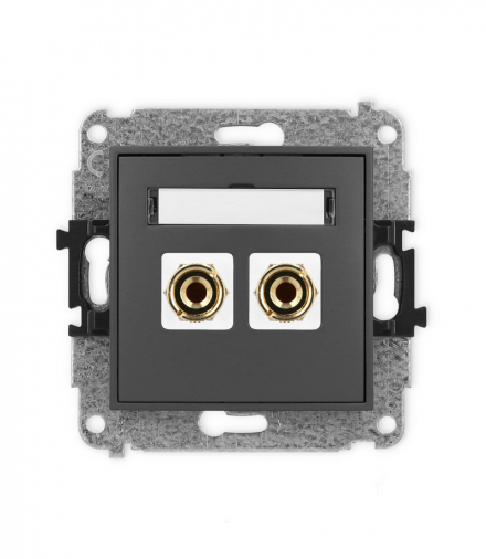 ICON Gniazdo głośnikowe pojedyncze (typu banan - czerwony i czarny, pozłacany, 4 mm2, do lutowania) grafitowy mat Karlik 28IGG-3