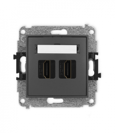 ICON Gniazdo podwójne HDMI 2.0 grafitowy mat Karlik 28IHDMI-4