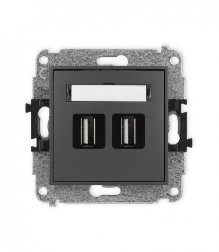 ICON Gniazdo podwójne 2xUSB A-A 2.0 grafitowy mat Karlik 28IGUSB-2