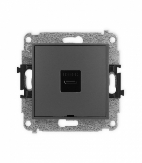ICON Gniazdo pojedyncze 1xUSB C-C, bez pola opisowego grafitowy mat Karlik 28IGUSBBO-7