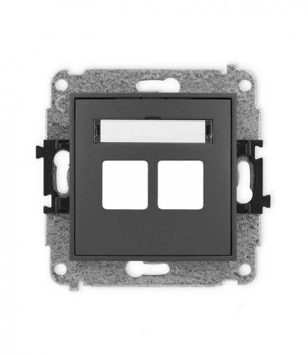 ICON Gniazdo antenowe multimedialne podwójnego bez modułu (standard Keystone) grafitowy mat Karlik 28IGM-2P