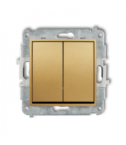 ICON Łącznik pojedynczy ze schodowym (dwa klawisze bez piktogramów, wspólne zasilanie) złoty Karlik 29IWP-10.11