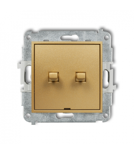 ICON Łącznik zwierny podwójny (dwubiegunowy) w stylu amerykańskim (dwa klawisze bez piktogramów, osobne zasilanie) złoty Karlik 29IWPUS-44.2