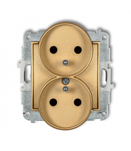 ICON Gniazdo podwójne do ramki z uziemieniem 2x(2P+Z) (przesłony torów prądowych) złoty Karlik 29IGPR-2zp