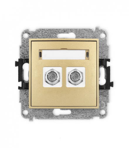 ICON Gniazdo antenowe podwójne typu F (SAT) niklowany złoty Karlik 29IGF-2