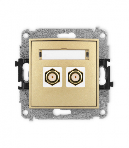 ICON Gniazdo antenowe podwójne typu F (SAT) pozłacany złoty Karlik 29IGF-2.1