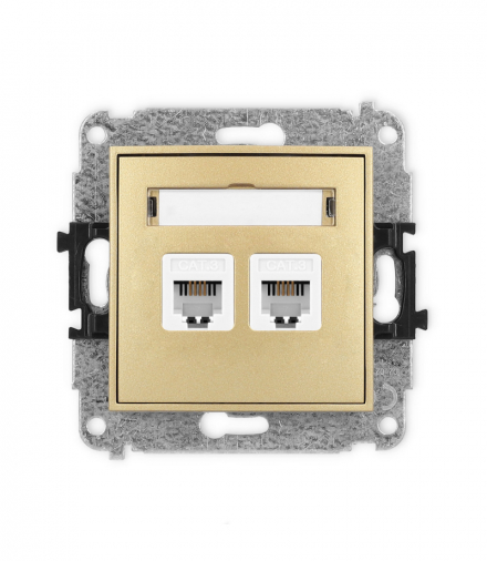 ICON Gniazdo telefoniczne 2xRJ11, 4-stykowy, beznarzędziowe złoty Karlik 29IGT-2