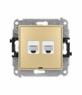 ICON Gniazdo komputerowe 2xRJ45, kat. 6, 8-stykowy, bez pola opisowego złoty Karlik 29IGKBO-4