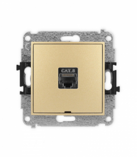 ICON Gniazdo komputerowe 1xRJ45, kat. 8, ekranowane, 8-stykowy, bez pola opisowego złoty Karlik 29IGKBO-11