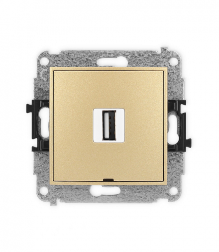 ICON Gniazdo pojedyncze USB A-A 2.0, bez pola opisowego złoty Karlik 29IGUSBBO-1