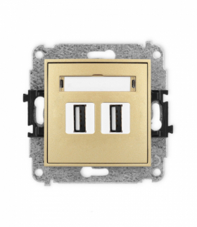 ICON Gniazdo podwójne 2xUSB A-A 2.0 złoty Karlik 29IGUSB-2