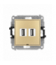 ICON Gniazdo podwójne 2xUSB A-A 2.0, bez pola opisowego złoty Karlik 29IGUSBBO-2