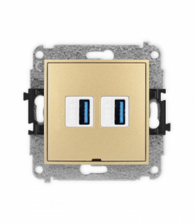 ICON Gniazdo podwójne 2xUSB A-A 3.0, bez pola opisowego złoty Karlik 29IGUSBBO-6